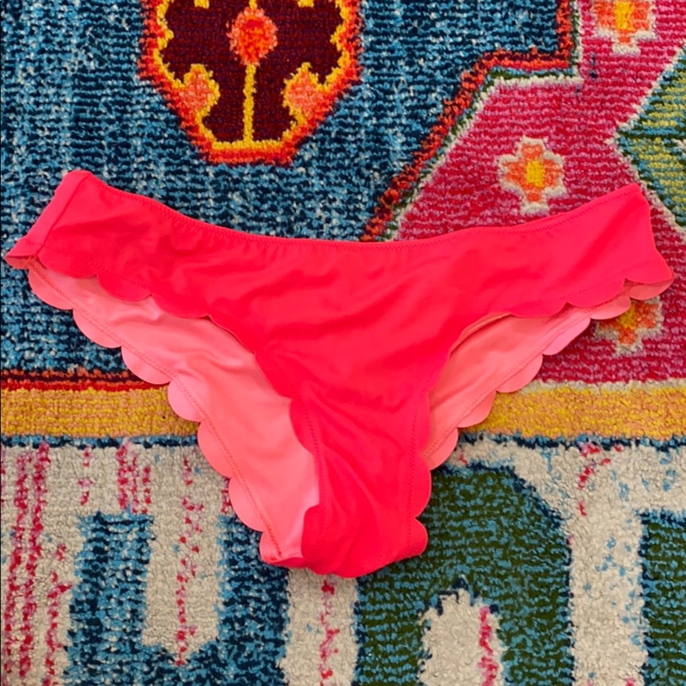 VS Pink Red Scalloped Bikini Bottom